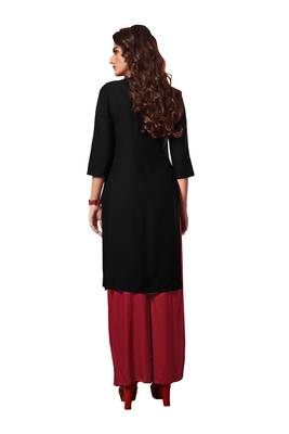 Black embroidered rayon ethnic-kurtis 5