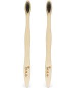 INDIBAM Adult Bamboo Tooth Brush with charcoal infused bristles (Set of 2)