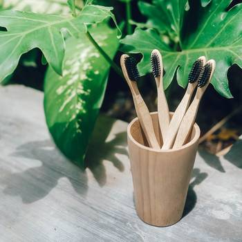 INDIBAM Adult Bamboo Tooth Brush with charcoal infused bristles (Set of 2) 5