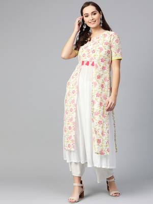 White printed cotton kurtis 1
