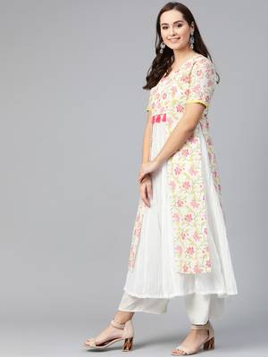 White printed cotton kurtis 2