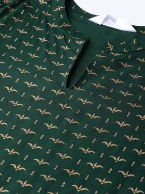 Green printed rayon kurta with dupatta 4