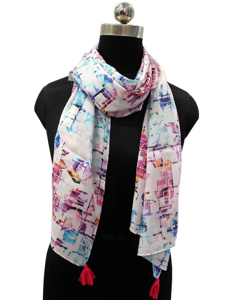 Classy Viscose Fabric Multicolor Printed women scarf