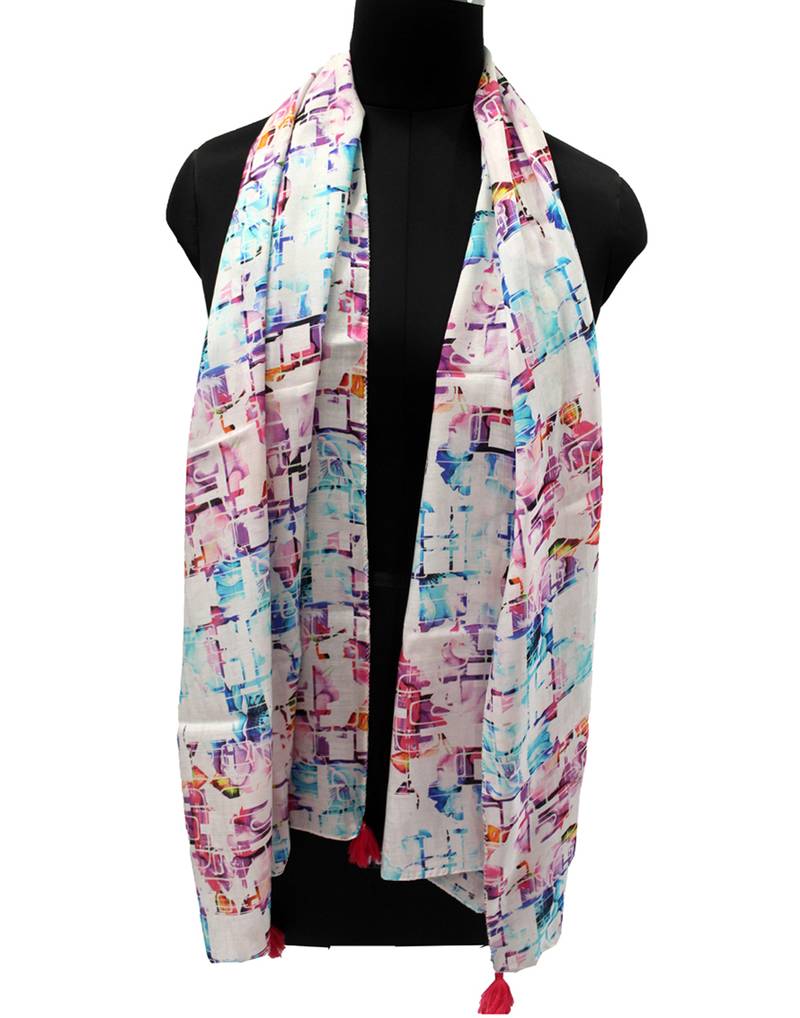 Classy Viscose Fabric Multicolor Printed women scarf