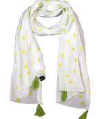 Dazzling Viscose Fabric White Printed women scarf