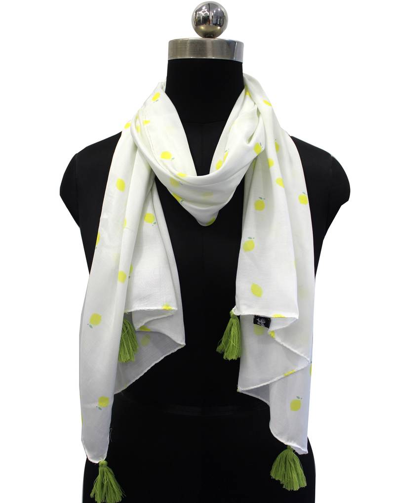Dazzling Viscose Fabric White Printed women scarf