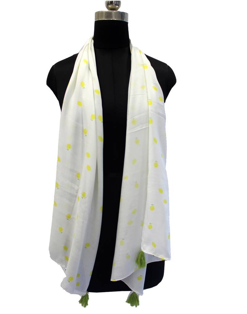 Dazzling Viscose Fabric White Printed women scarf