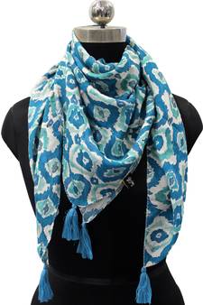 Pleasing Viscose Fabric Blue Printed women SQUARE scarf