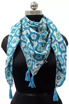 Pleasing Viscose Fabric Blue Printed women SQUARE scarf