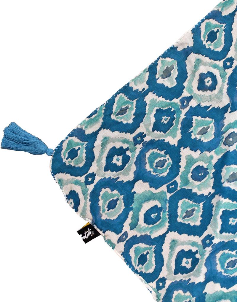 Pleasing Viscose Fabric Blue Printed women SQUARE scarf