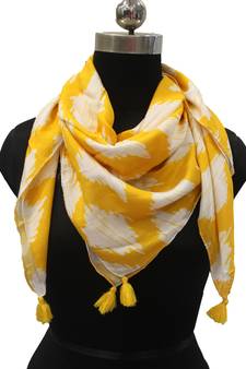 Appealing Viscose Fabric Yellow Printed women SQUARE scarf
