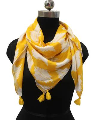 Appealing Viscose Fabric Yellow Printed women SQUARE scarf 1