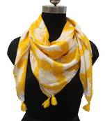 Appealing Viscose Fabric Yellow Printed women SQUARE scarf