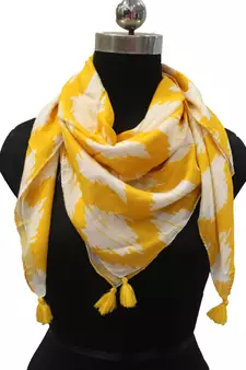Appealing Viscose Fabric Yellow Printed women SQUARE scarf