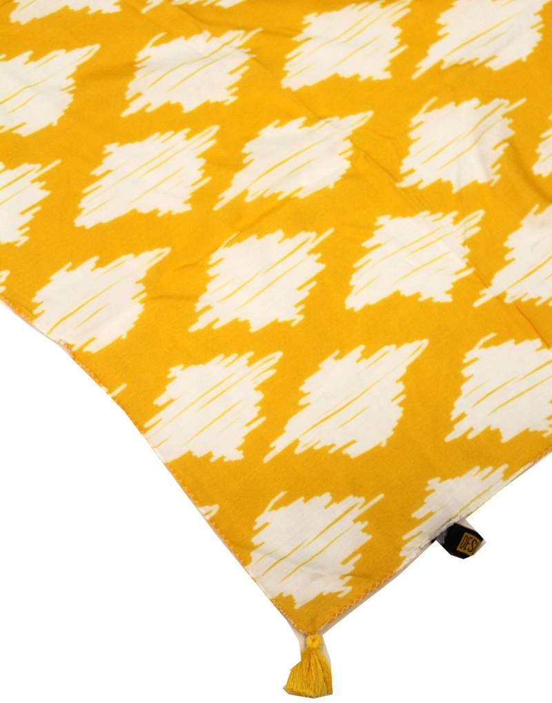 Appealing Viscose Fabric Yellow Printed women SQUARE scarf