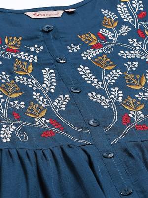 Blue plain rayon kurtas-and-kurtis 4