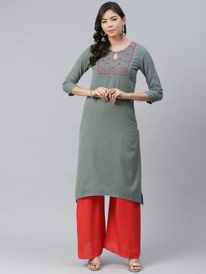 Grey plain rayon kurtas-and-kurtis 1