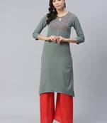 Grey plain rayon kurtas-and-kurtis