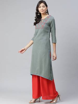 Grey plain rayon kurtas-and-kurtis 4