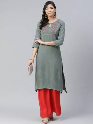 Grey plain rayon kurtas-and-kurtis 5