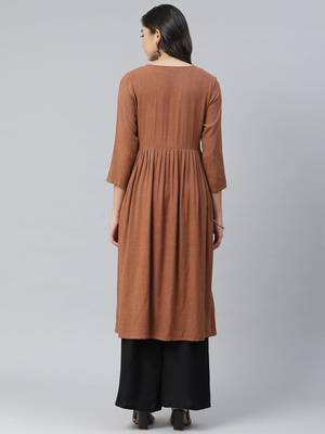 Brown plain rayon kurtas-and-kurtis 2