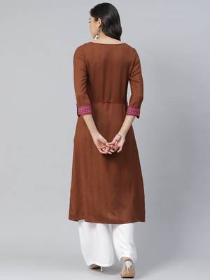Brown plain rayon kurtas-and-kurtis 2