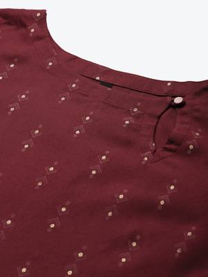 Maroon printed rayon kurtas-and-kurtis 4