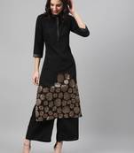 Black printed crepe kurtas-and-kurtis