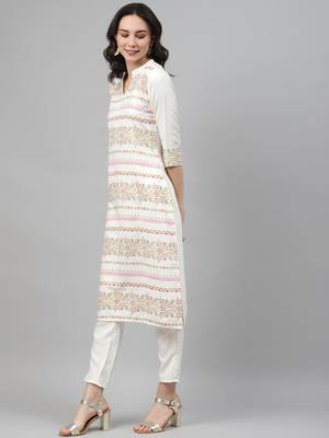 Off-white printed rayon kurtas-and-kurtis 2