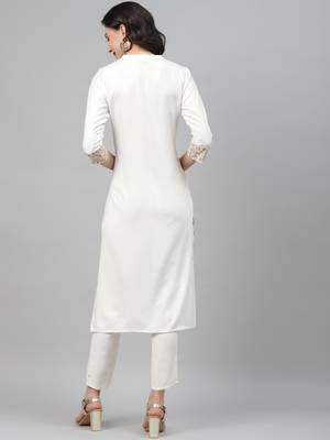 Off-white printed rayon kurtas-and-kurtis 3