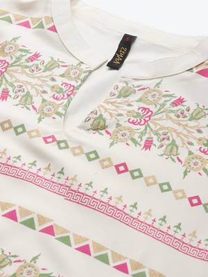 Off-white printed rayon kurtas-and-kurtis 4