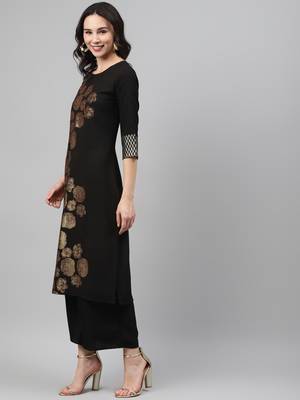 Black printed crepe kurtas-and-kurtis 3