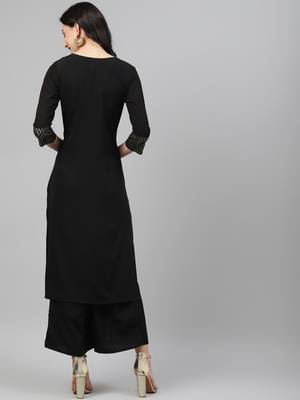 Black printed crepe kurtas-and-kurtis 4