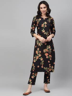 Black printed rayon kurtas-and-kurtis 1