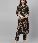 Black printed rayon kurtas-and-kurtis