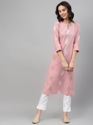 Pink printed rayon kurtas-and-kurtis 1
