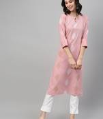 Pink printed rayon kurtas-and-kurtis