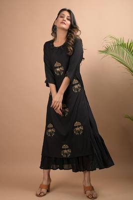 KAAJH Black Embellished Cotton Kurta 2