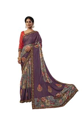 Grey embroidered jute saree with blouse 1