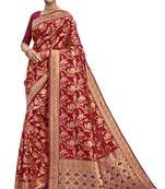 Red woven cotton saree with blouse