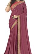 Violet embroidered lycra saree with blouse