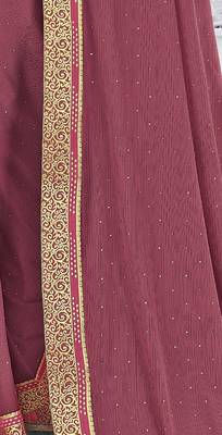 Violet embroidered lycra saree with blouse 3