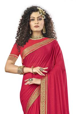 Brown embroidered lycra saree with blouse 2