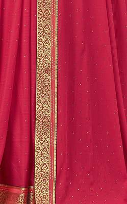 Brown embroidered lycra saree with blouse 3