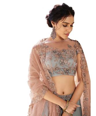 Brown Colour Strech Jersy Layered Lehenga with Matching Net Cutwork Dupatta Paired with Same Colour Satin Silk Blouse 4