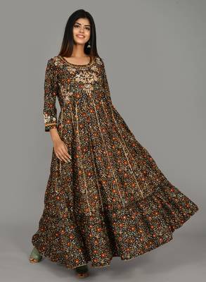 KAAJH Multicolor Embroidered Printed Anarkali Kurta 1