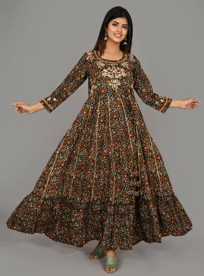 KAAJH Multicolor Embroidered Printed Anarkali Kurta 3