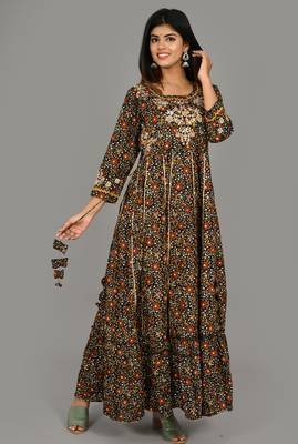 KAAJH Multicolor Embroidered Printed Anarkali Kurta 4