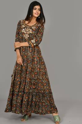KAAJH Multicolor Embroidered Printed Anarkali Kurta 5
