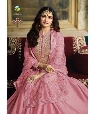 pink embroidered art silk unstitched salwar 2